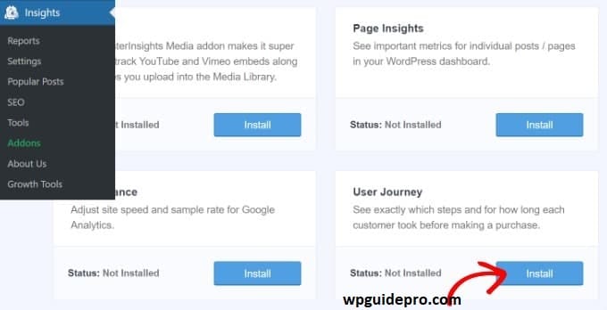 3. Installing the User Journey Addon in MonsterInsights