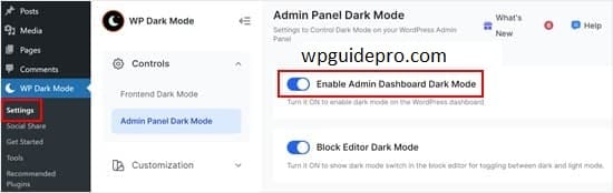 Dark Mode" is not an admin color scheme