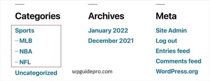 Display Subcategories