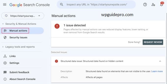 Identify and Fix Manual Actions
