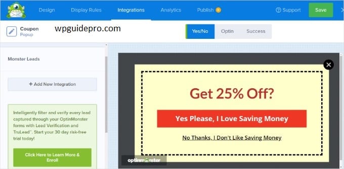 Integrating OptinMonster wp guide pro