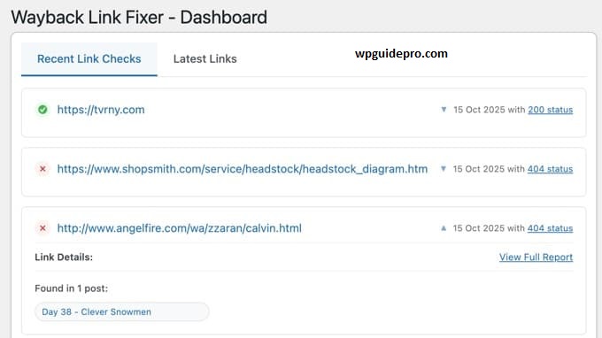 Monitor manage links