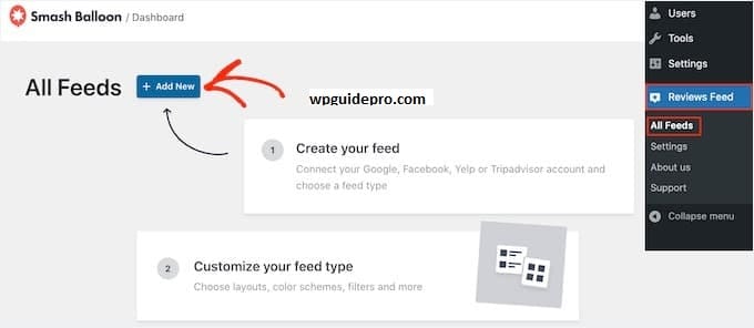 Step 2 Create a New Review Feed