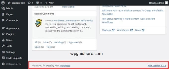 wordpress admin panel