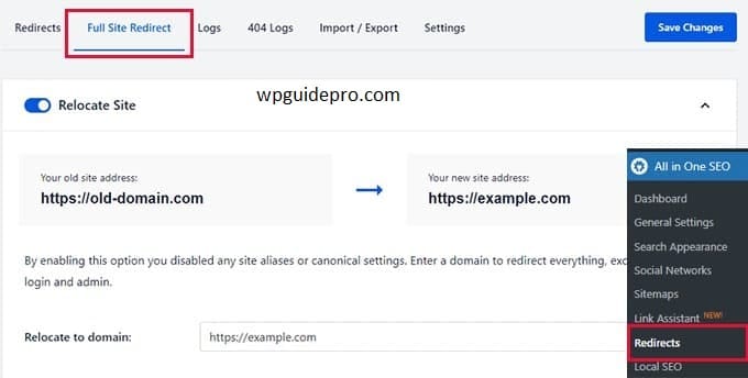 Full site redirect