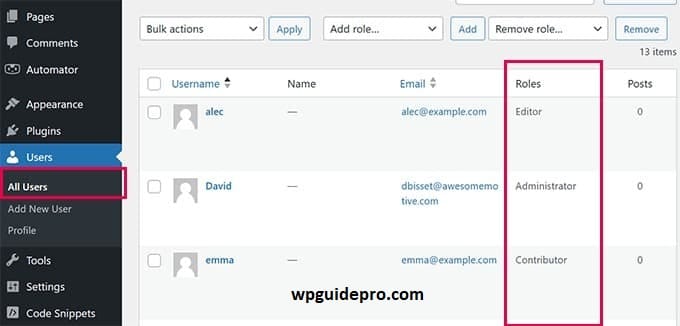 check user role permission