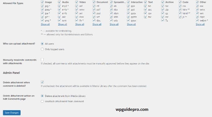choose file type to upload