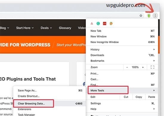 clear cookies setting