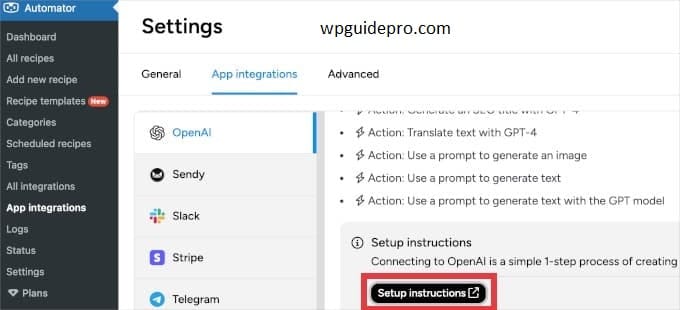 Setup instruction