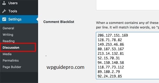 comment blacklist