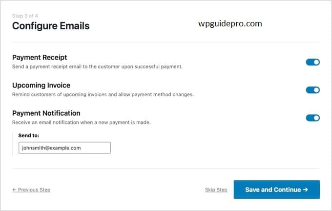 Configure Email stripe account taxes