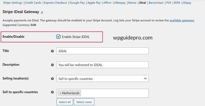 enable stripe