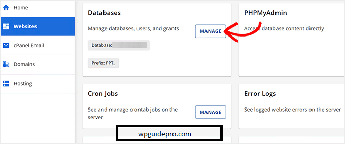 Database username and passsowrd