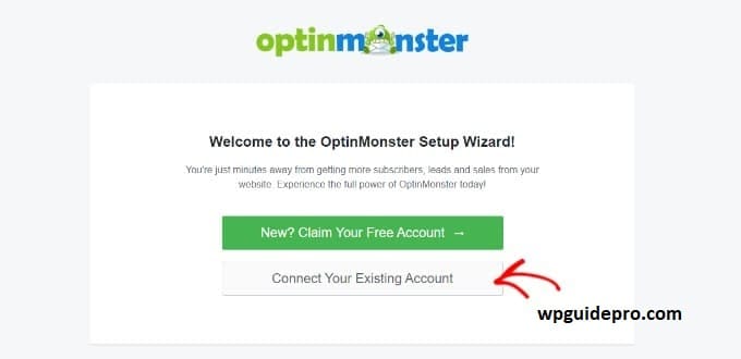 optinmonster connect your existing account