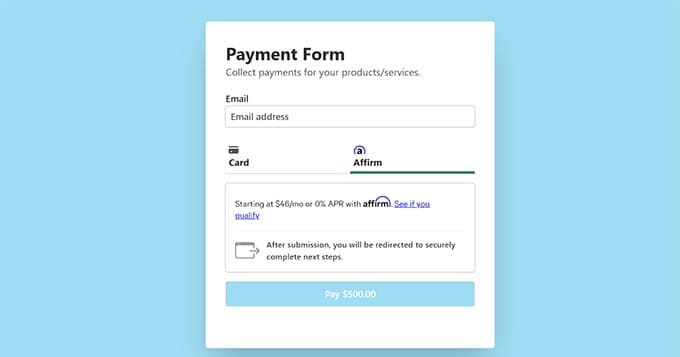 Payment form