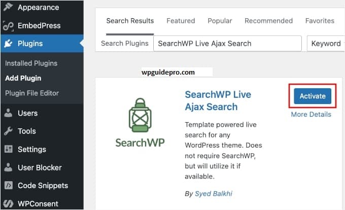 search wp live ajax search