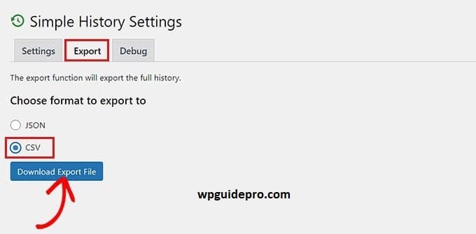 simple history settings