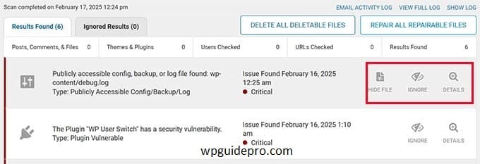 Remove spam links in wordpress