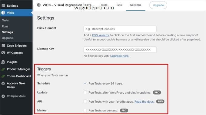 Configure VRT Plugin