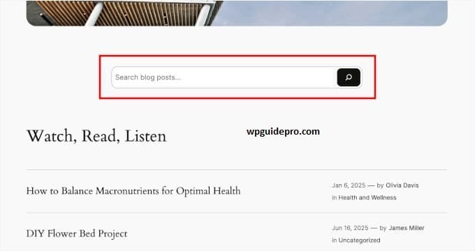 wordpress blog archives page