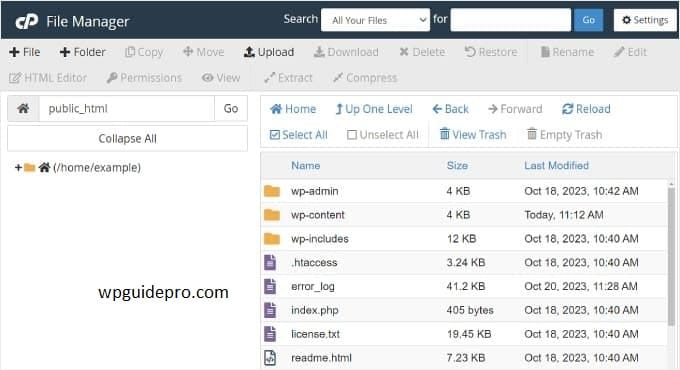 wordpress core file located