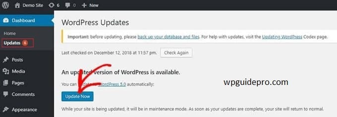 wordpress updare