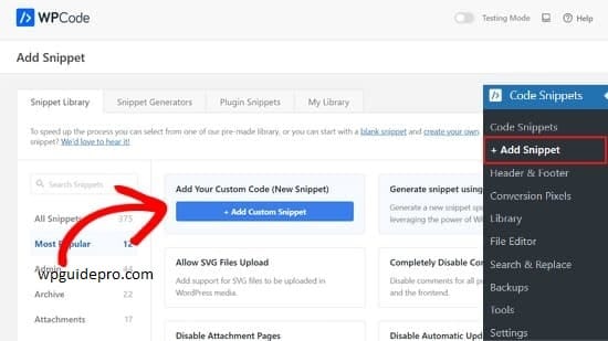 wp custom code snippets