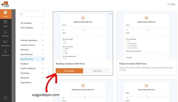 wp form template
