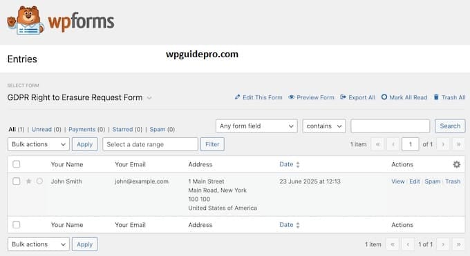 GDPR Wpforms